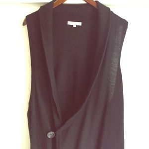 Black Sleeveless Shawl Collar Women's Sweater Vest